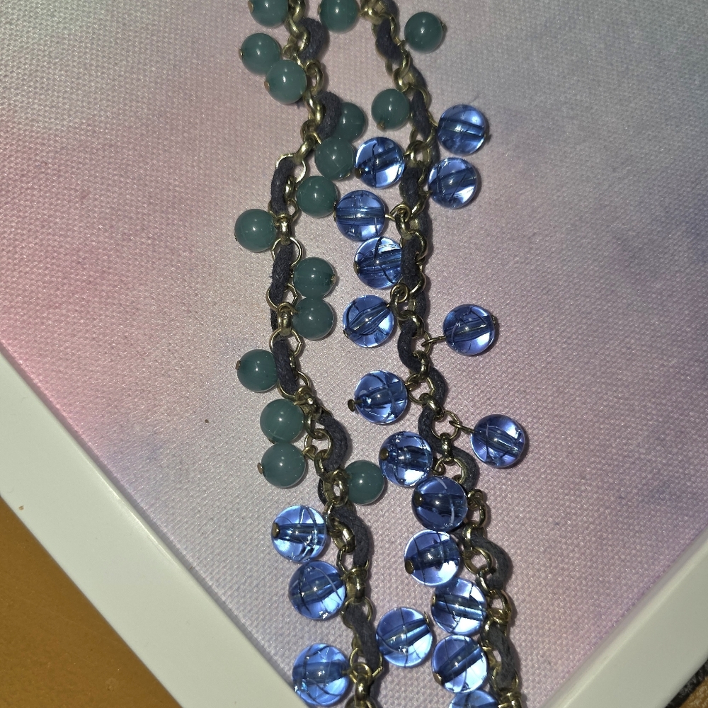 Beautiful Coldwater Creek Blue and Green Beaded Necklace
